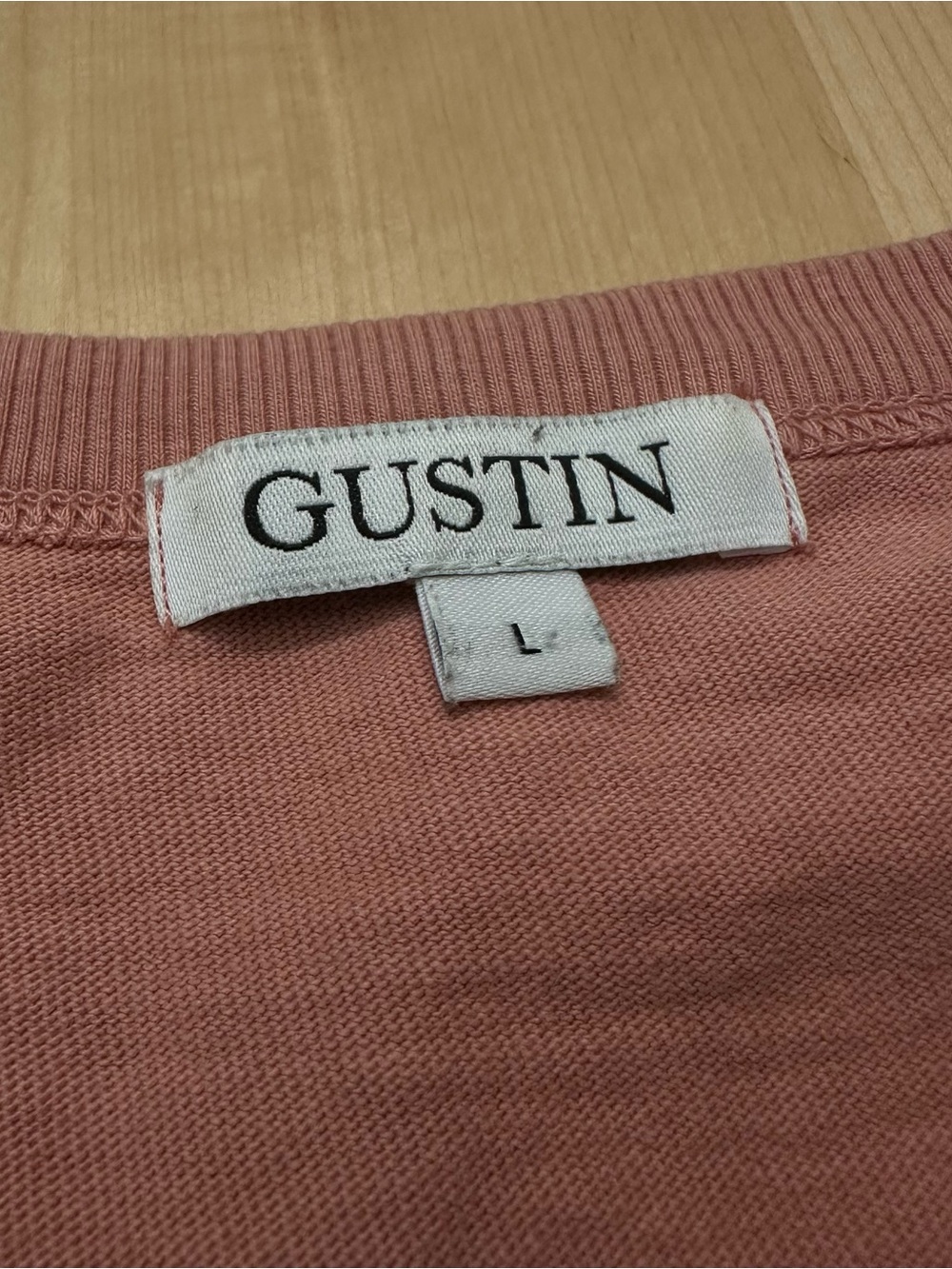 Gustin Shirt Mens Large Pink Crewneck 100% Cotton Made in California USA Tee - Picture 3 of 7
